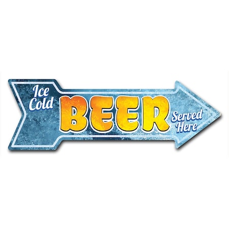 Ice Cold Beer 2 Arrow Decal Funny Home Decor 18in Wide